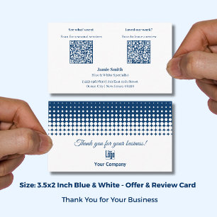 Visite Carte de remerciement blanche et bleue - Merci, pr