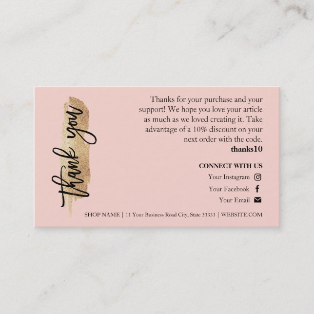 Visite Carte de remerciement chic écriture Candle Care Go (Devant)