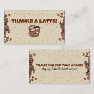 Visite Carte de remerciement Cute Sloth Coffee 