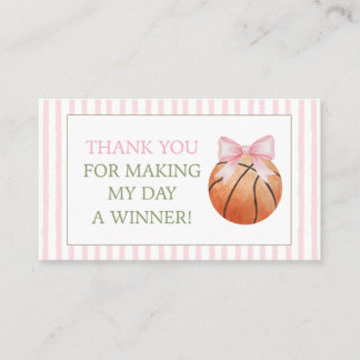 Visite Carte de remerciement de basketball à rayure rose