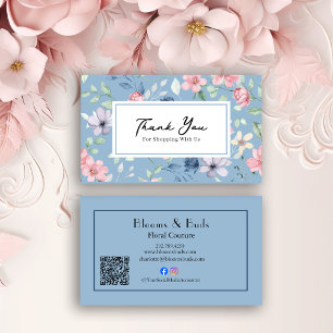 Visite Carte de remerciement d'insertion à code QR floral