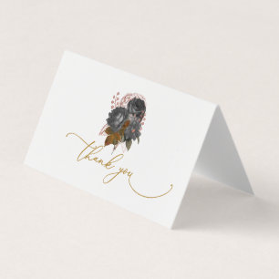 Visite Carte de Remerciement Fleurs Noires Élégantes