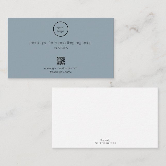 Visite Carte de remerciement Logo Code QR Emballage Inser (Devant / Derrière)