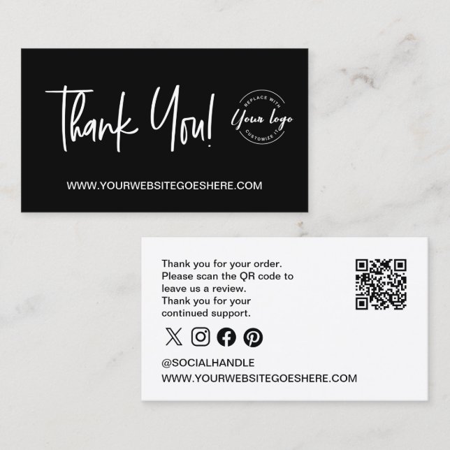 Visite Carte de remerciement personnalisée avec QR code (Devant / Derrière)