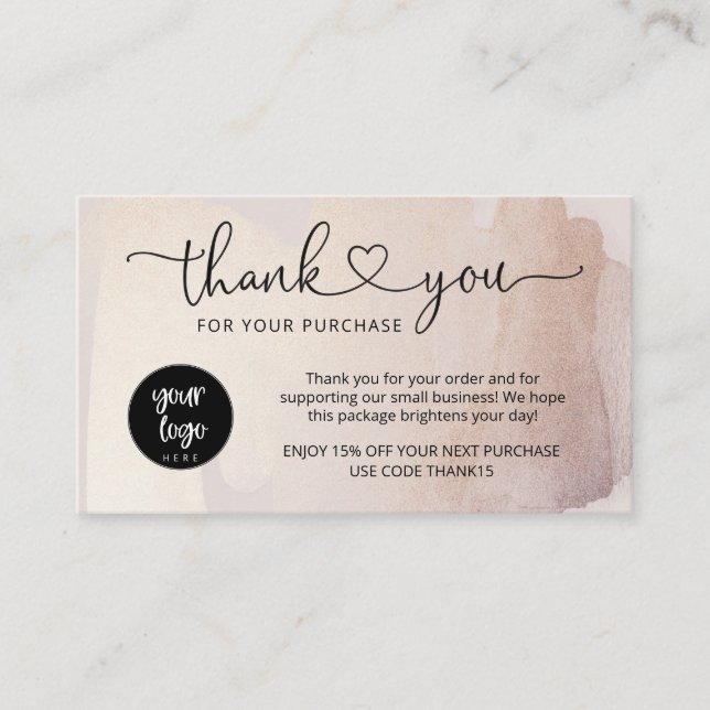 Visite Carte de remerciement pour commande de petite entr (Devant)