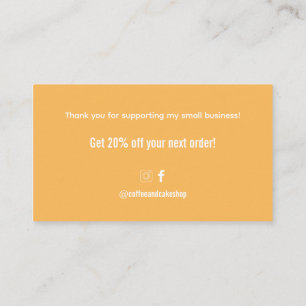 Visite Carte de remerciement pour la boutique de café et