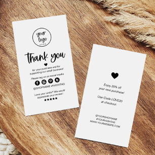 Visite Carte de remerciement pour petite entreprise