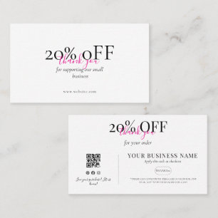 Visite Carte de Remerciement QR à Rabais Minimal Rose Pâl