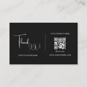 Visite Carte de remerciements de code QR noir et blanc mo