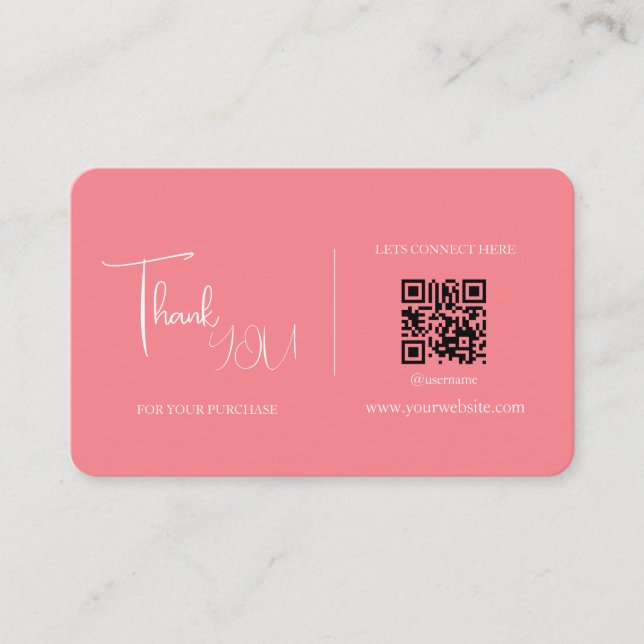 Visite Carte de remerciements de code QR personnalisé Ret (Devant)