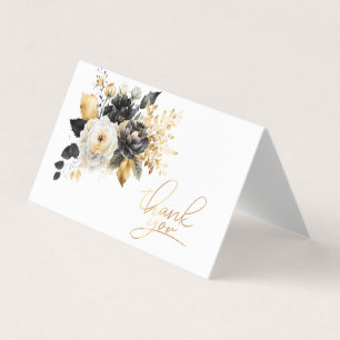 Visite Carte de remerciements de fleurs blanches noires d