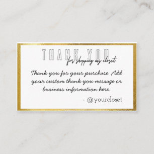 Visite carte de remerciements en or de Poshmark