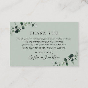 Visite Carte de remerciements Mariage Eucalyptus Sage