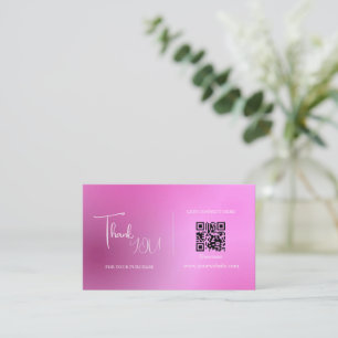 Visite Carte de remerciements moderne de code QR rose et