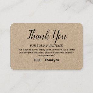 Visite Carte de remerciements personnalisé pour commande