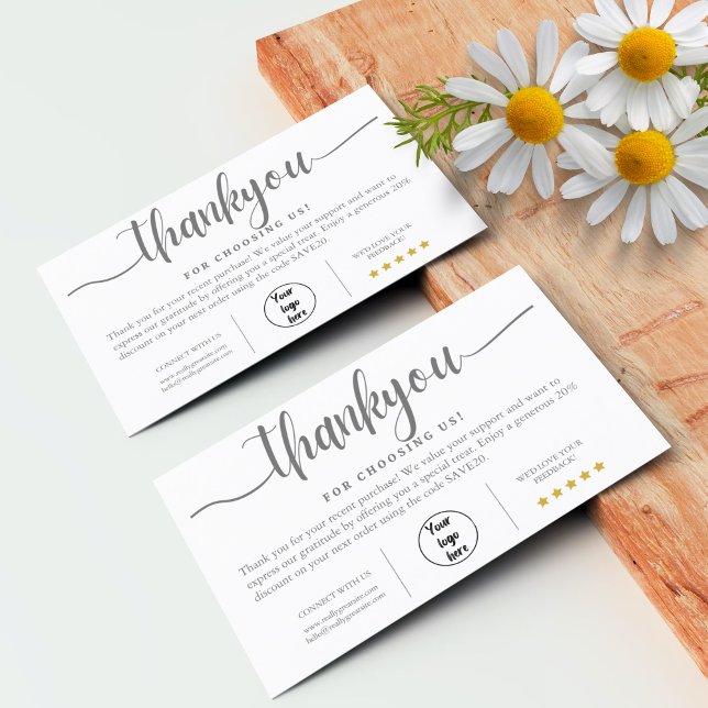 Visite Carte de remerciements professionnel personnalisé (Personalized Thank You Card Printable Thank You Card Design Gray)