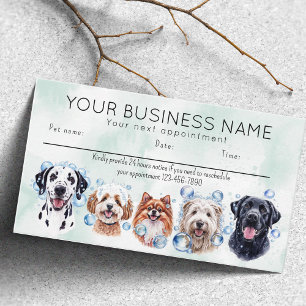 Visite Carte de rendez-vous aquarelle chiens bulles
