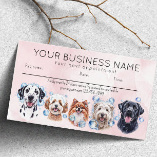 Visite Carte de rendez-vous aquarelle chiens bulles