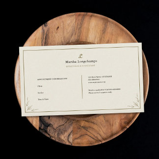 Visite Carte de Rendez-vous au Monogramme Élégant