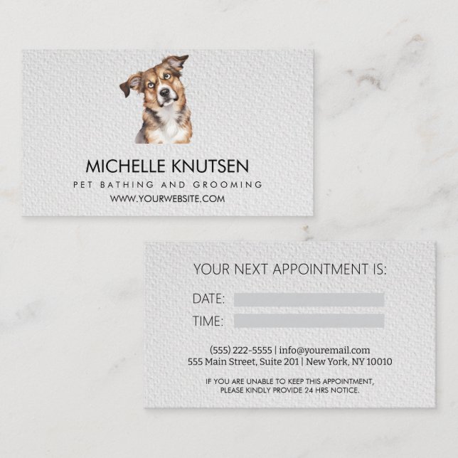 Visite Carte de rendez-vous branchée pour animaux de comp (Devant / Derrière)