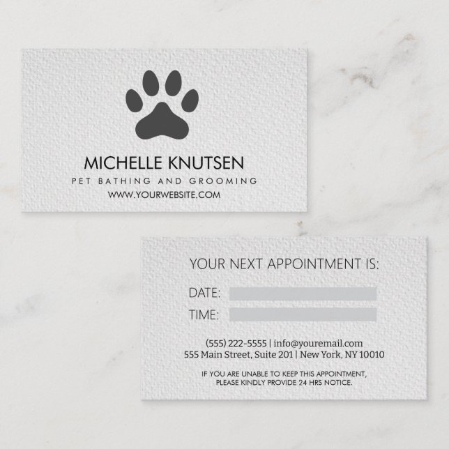 Visite Carte de rendez-vous branchée pour animaux de comp (Devant / Derrière)