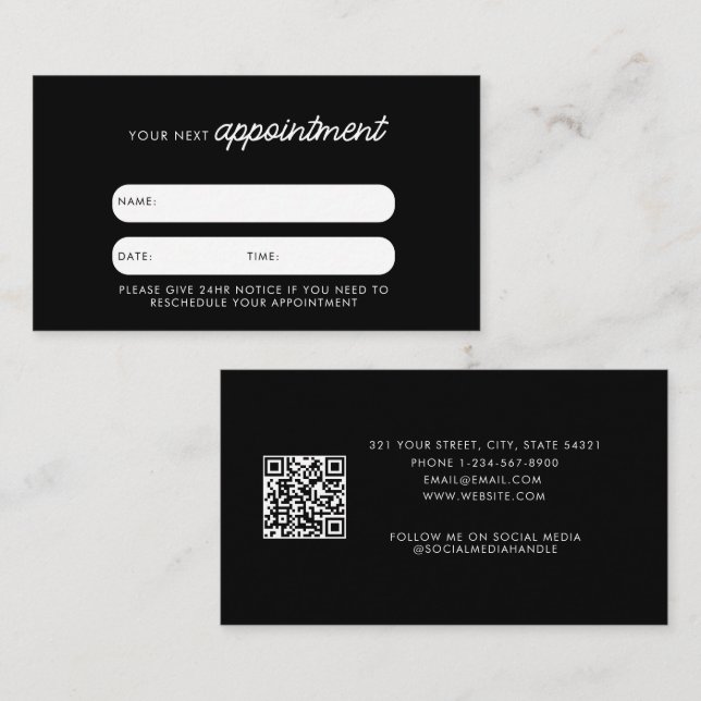 Visite Carte de rendez-vous client d'entreprise Code QR é (Devant / Derrière)