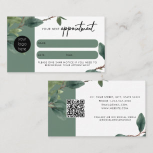 Visite Carte de rendez-vous client Eucalyptus Code QR Log