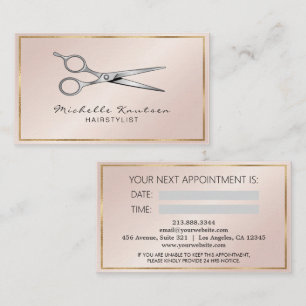 Visite Carte de rendez-vous de ciseaux de coiffeur en or