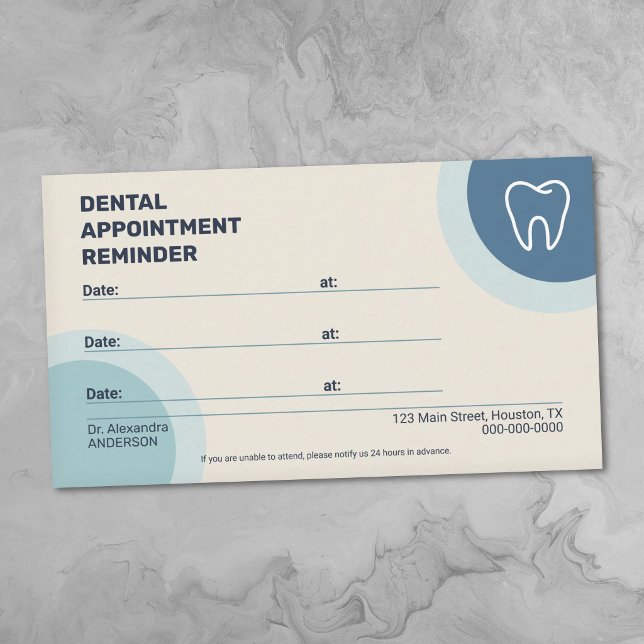 Visite Carte de rendez-vous de dentiste avec des couleurs (Dentist Appointment Card with Blue & Cream Colors)