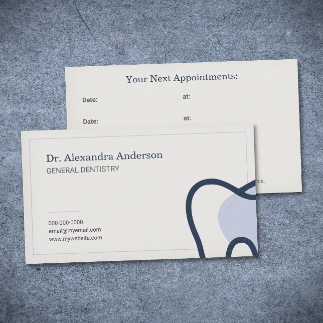 Visite Carte de rendez-vous de dentiste avec icône de den (Dentist Appointment Card with Tooth Icon)