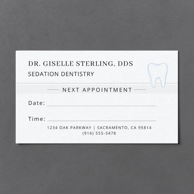 Visite Carte de rendez-vous de dentiste pour la sédation  (Créateur téléchargé)
