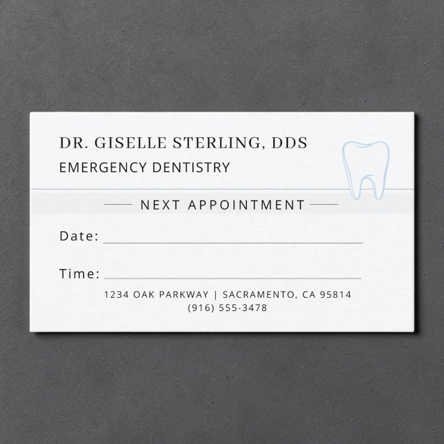 Visite Carte de rendez-vous de dentisterie d'urgence Dent (Créateur téléchargé)