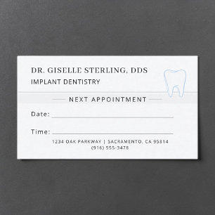 Visite Carte de rendez-vous de dentisterie implantaire