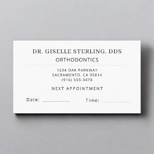 Visite Carte de rendez-vous de dentisterie orthodontique