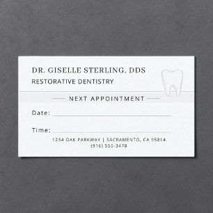 Visite Carte de rendez-vous de dentisterie restauratrice