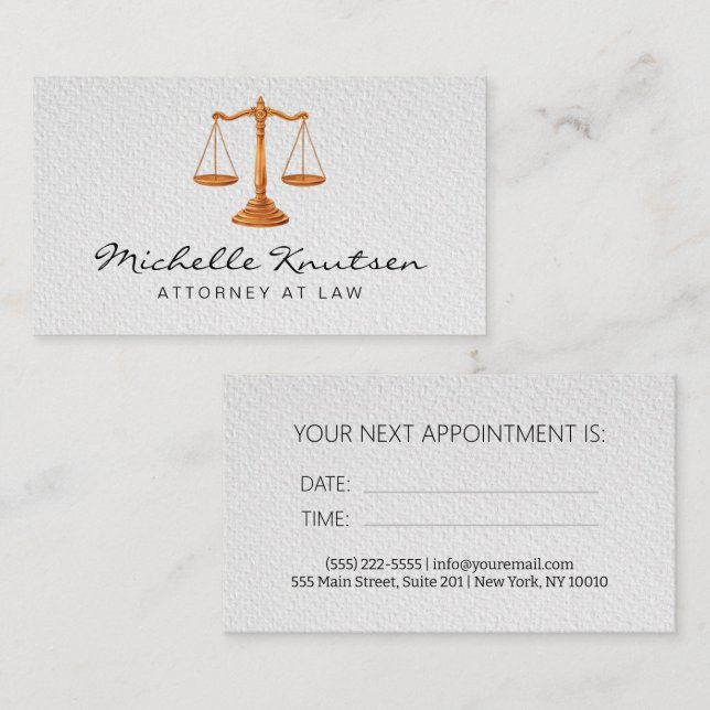Visite Carte de rendez-vous de l'avocat à la mode (Devant / Derrière)