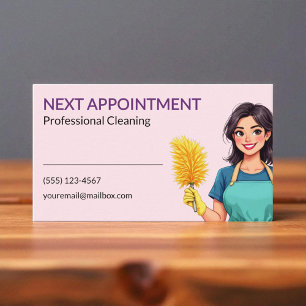 Visite Carte de rendez-vous de service de nettoyage rose