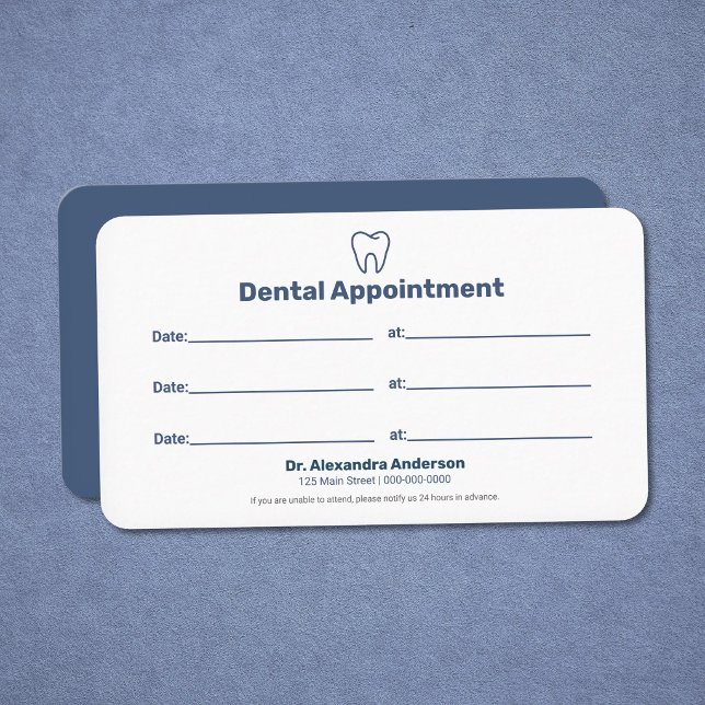 Visite Carte de rendez-vous dentaire Minimaliste Bleu (Minimalist Blue - Dental Appointment Card)