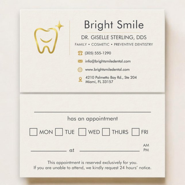 Visite Carte de rendez-vous dentaires Sourire Doré (Créateur téléchargé)