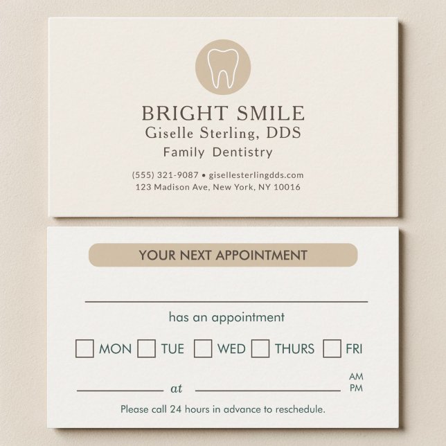 Visite Carte de rendez-vous dentiste moderne beige clair (Créateur téléchargé)