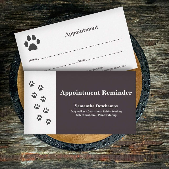 Visite Carte de rendez-vous des services de paw et d'anim (Cat Paw & Pet Services Appointment Card)
