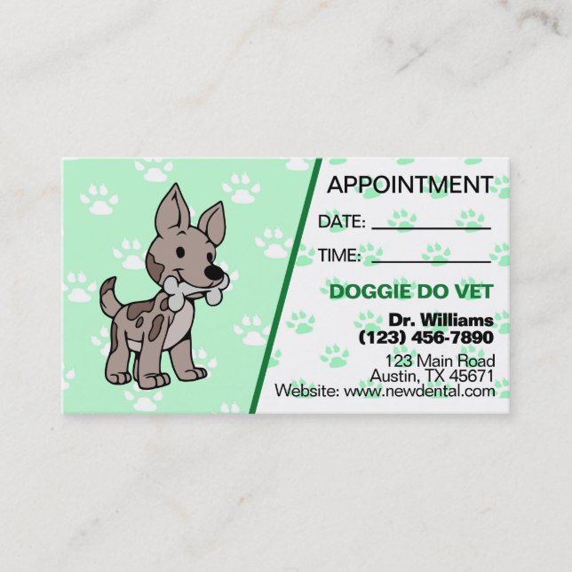 Visite Carte de rendez-vous du chien du Groomer (Devant)