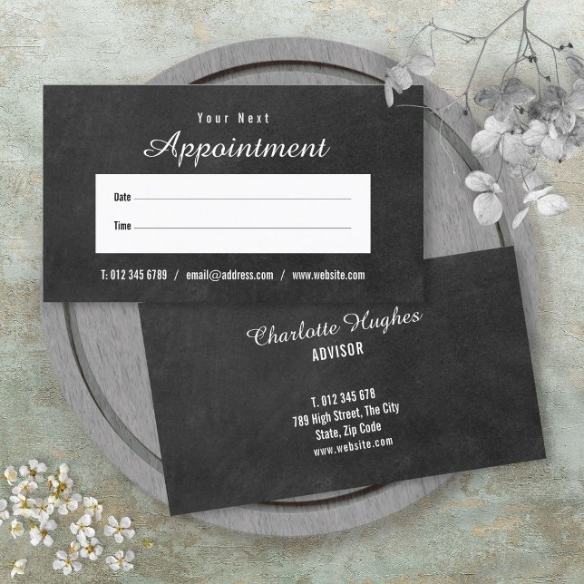 Visite Carte de rendez-vous du tableau de bord de script  (Simple Script Chalkboard Appointment Card)