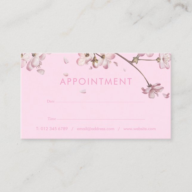 Visite Carte de rendez-vous Floral Blossom Rose (Devant)
