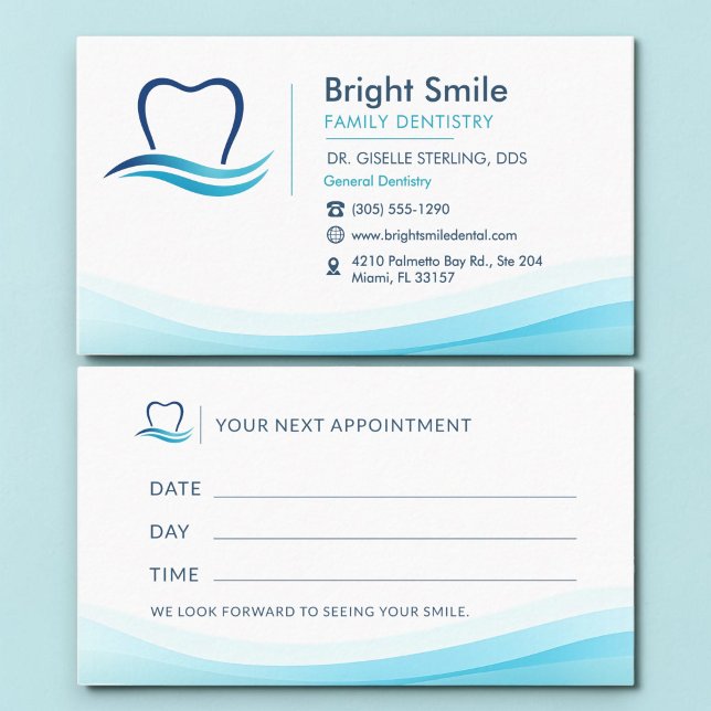 Visite Carte de rendez-vous Logo Dentiste Eau Soins Denta (Créateur téléchargé)