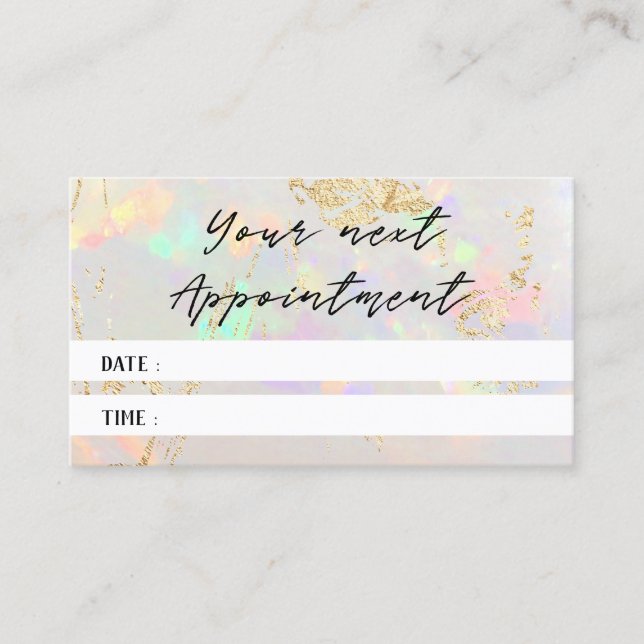 Visite carte de rendez-vous photo texture opale blanche (Devant)