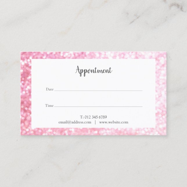 Visite Carte de rendez-vous Pink Glitter Bokeh (Devant)