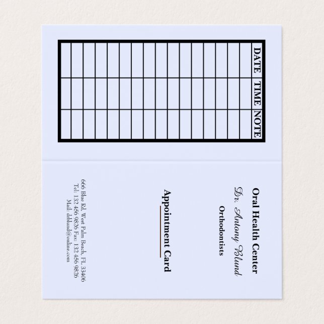 Visite Carte de rendez-vous pour dentiste de style bleu (Extérieur déplié)