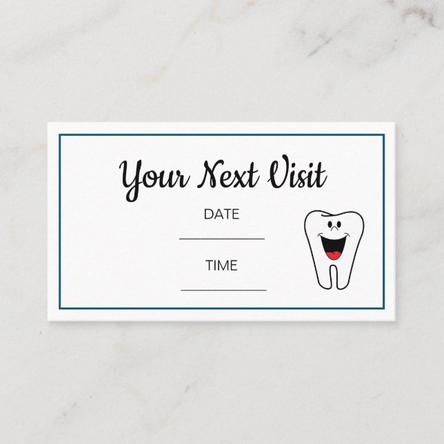 Visite Carte de rendez-vous pour dentiste dentaire (Devant)