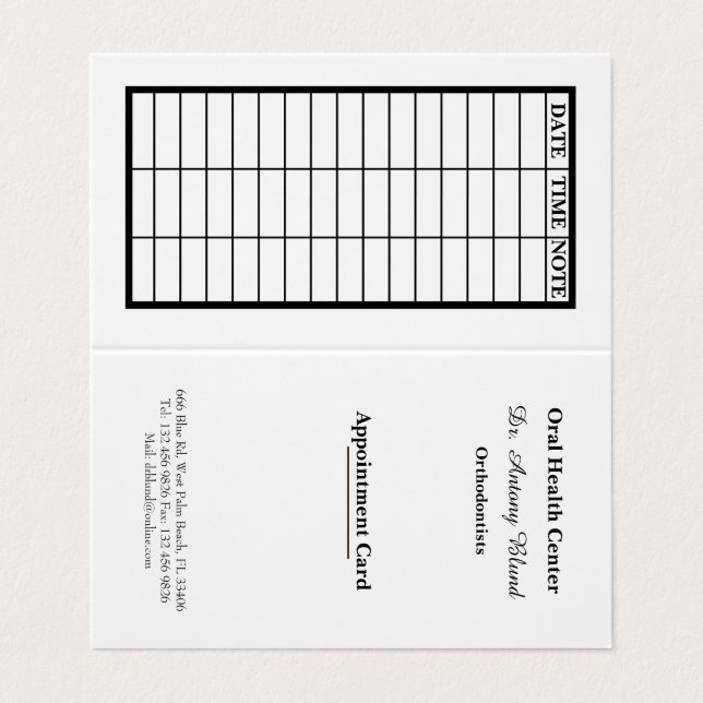 Visite Carte de rendez-vous pour dentiste élégante (Extérieur déplié)